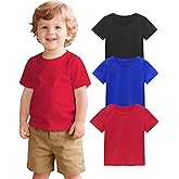ZUEMET 3 Pack Baby Boys Short Sleeve Cotton T-Shirts Toddler Boy Clothes Tee Size 18M-5T