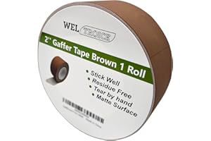 WELTROICE Gaffers Tape Brown 1 Pack, Heavy Duty Gaffing Tape, Matte Non-Reflective Pro Gаff Tape, Multipurpose, Hand Tear, Residue Free, Cloth Tape for Cable, Stage, Photography 2 Inch x 30 Yards * 1 Brown Roll