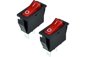 DALQUIS 2 Pin 2 Position Boat Shaped Rocker Switch, KCD3-101 ON/Off Snap in Toggle Switch, AC 250V/15A 125V/20A Red Rocker Switch Toggle for Car Auto Boat Household Appliances (2 Pack)