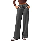 PINSPARK Womens Fleece Wide Leg Sweatpants High Waisted Athletic Sweat Pants Winter Baggy Workout Pant with 2 Pocket