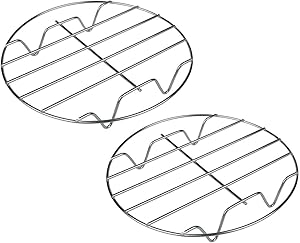 T&B 8 Inch Cooking Rack Round 304 Stainless Steel Baking and Cooling Steaming Rack w Stand Cookware Fit for Air Fryer Instant Pot Pressure Cooker Canning Set of 2