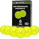 cyclotron P-40 Outdoor Pickleball Balls – USAPA Approved Pickleballs, 40-Hole Precision Design, High Visibility, Durable Seamless HDPE Construction, 3/6 Pack