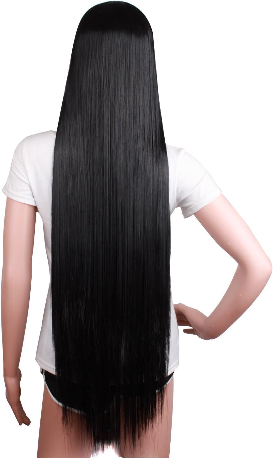 MapofBeauty 100cm Long Straight Sexy Costume Anime Wig (Black), 100 cm (Pack of 1) - Image 3