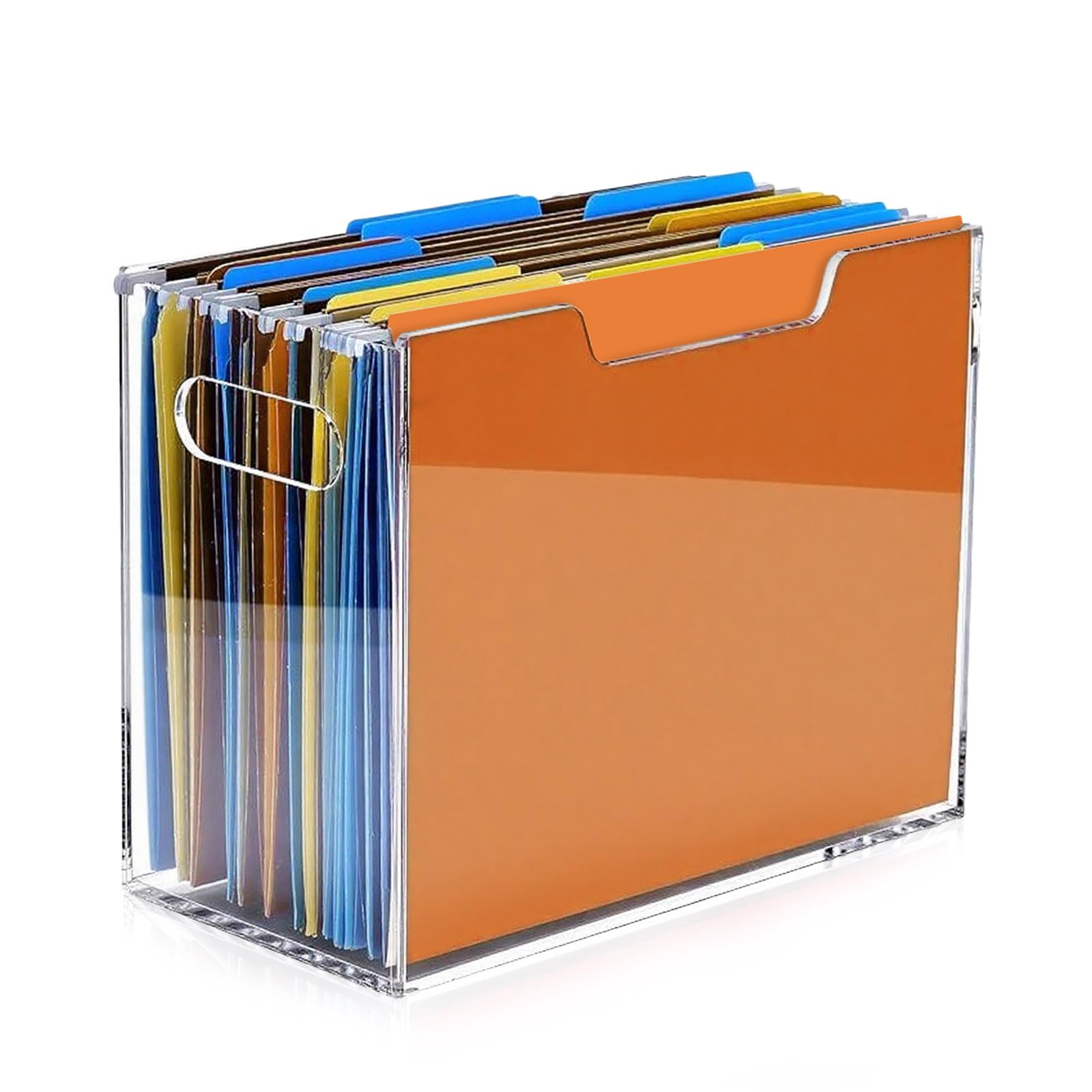 Photo 1 of ***SMALL CRACK AS PICTURED***IBEQUEM Acrylic File Folder Organizer Box, Letter Size Hanging File Organizer, Clear File Holder with Handles, Desktop Hanging File Storage Organizer for Home Work School Office Supplies1 Pack***SMALL CRACK AS PICTURED***