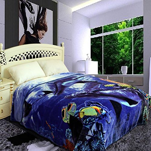 ShiGo Heavy Weight Korean Tech King Size Super Soft Luxury Blanket-Whales Blue