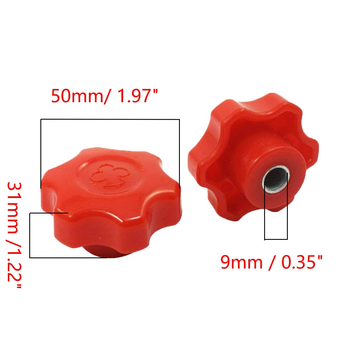 XMHF 5pcs 50mm/2 Dia M9 Female Thread Plastic Clamping Hex Knob Star