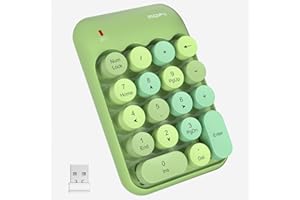 MOFII Wireless Number Pads - Green Numeric Keypad 18 Keys USB 2.4G Round Keycap Colorful Extensions Keypads, Financial Accoun