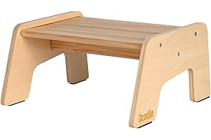 OCODILE 1-Step Wooden Step Stool for Toddlers | Kids Step Stool for Bathroom Sink, Kitchen, and Potty Training | Non-Slip Stool for Toilet Independence | Wooden Step for Children Ages 2+ Varnished