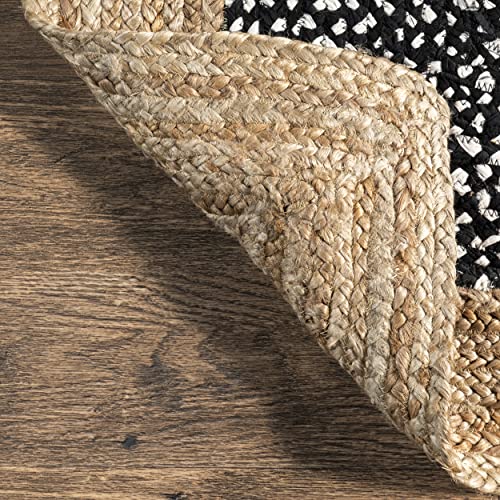 nuLOOM Lesha Natural Fiber Area Rug, 6', Black, Round, 0.35" Thick