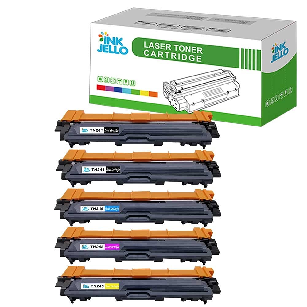 Inkjello Toner Cartridge For Printer, Compatible with Brother DCP-9015CDW DCP-9020CDW HL-3140CW HL-3150CDW HL-3170CDW MFC-9140CDN MFC-9330CDW MFC-9340CDW TN241/TN242/TN245/TN246(BK, C, M, Y, 5-Pack)
