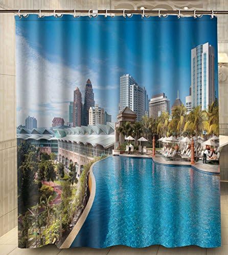 Super Swimpool Kuala Lumpur 150X180Cm Waterproof Polyester Custom Shower Curtain Bath Curtain