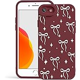 CASBST Case Compatible with iPhone SE/7/8, Cute Pretty Print Protective Silicone Case for Girls Women, Ultra-Thin Shockproof Soft Girly Phone Cover for iPhone SE/7/8 - Bow Star