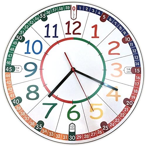 Teaching Clock For Kids, Large Decorative Wall Clock Makes Teaching Time Fun And Easy.