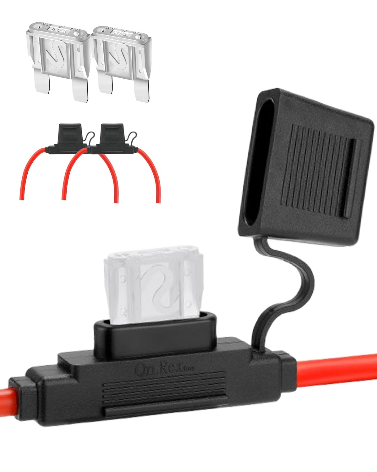 Photo 1 of 2 Pack Inline Maxi Fuse Holder - 6 AWG 12V Automotive Blade Fuse Holders with 2 Pcs 80 AMP Maxi Fuses