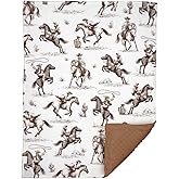 Western Baby Blanket, Cowboy Minky Blankets for Boys Girls, Nursery Room Decor, Soft Warm Lightweight Nursery Bed Blanket for Newborn Toddlers Son Daughter (05)