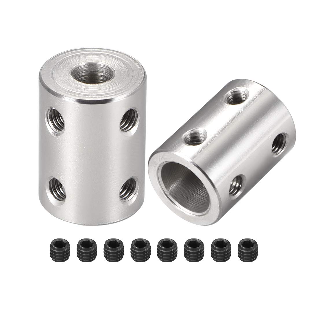 uxcell Shaft Coupling 6mm to 10mm L22xD16 Robot Motor Wheel Rigid Coupler Connector Silver Tone 2 PCS