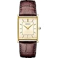 SEIKO Essentials Watch for Men - Essentials - Water Resistant with Stainless Steel Rectangular Case and Leather Strap