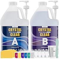 TQELFSS Epoxy Resin 2 Gallon, Crystal Clear Epoxy Resin Kit with Pumps (1gal×2), Self Leveling, Low Odor, High Gloss, No Yell