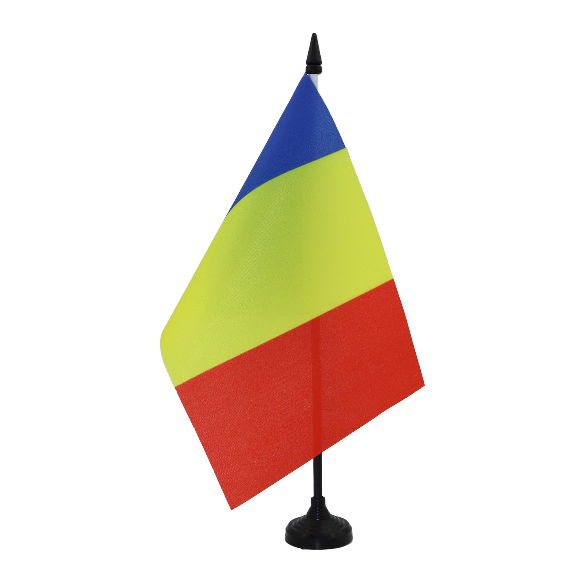 AZ FLAG Romania Table Flag 5'' x 8'' - Romanian Office Decoration 100% Polyester 21 x 14 cm - Mini Desk Flag with Pole and Black Plastic Base
