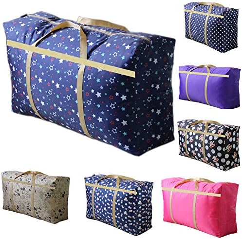 120L 600D Oxford Ultra Size Storage Bag Extra Large with Reinforced Handles for Duvets, Bedding, Clothes Collection, Waterproof and Moisture Resistant (120L=35.4" X 19.7" X 10.6", Blue Stars