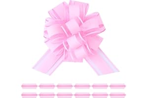 FORBINBO 6Pcs 6inch Pull Bow Gift Wrapping,Pull Bow For Gift Basket, Gift Bag Box Wrapping Decor, Valentines Day, Birthday, Anniversary, Wedding, Flower Packaging (Pink)