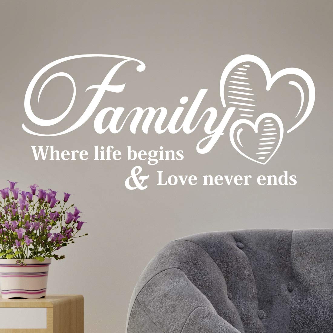 Family Where Life Begins Love Never Ends Wall Quote Sticker Motivational Living Room Decal Art Kitchen Stickers Bedroom Decor Quotes Tree Decoration Kid Photo Office Decals Vinyl Picture Home Mural