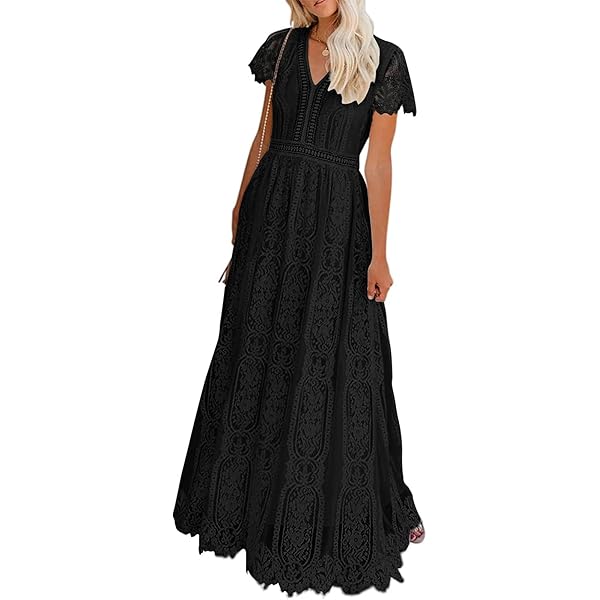 Amazon.com: Women Plus Size Maxi Black Long Lace Boho Wedding Guest  Bohemian Flowy Photoshoot Summer Evening Party Hippie Dresses : Clothing,  Shoes & Jewelry