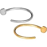 JewelrieShop Nose Rings Hoop 20G Stainless Steel Nose Piercing Jewelry Fake Lip Hoop Rings for Women Men