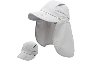 LLmoway Men Women Safari Fishing Sun Cap with Removable Neck Flap Quick Dry Hats