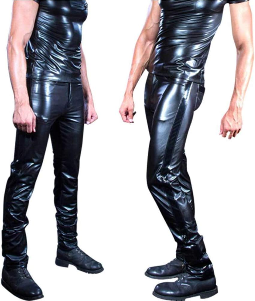 mens shiny leather pants