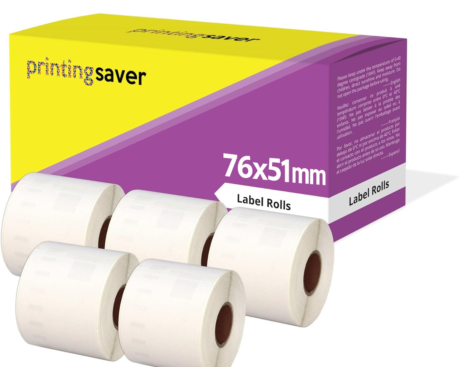 5 Compatible Rolls 76mm x 51mm White Direct Thermal Labels for Zebra GK420d GK420t GC420d GX420d GX420t GC420t GX430t GT800 LP2844 TLP 2844 Citizen CL-S521 CL-S621 CL-S631 (1000 Labels per Roll)