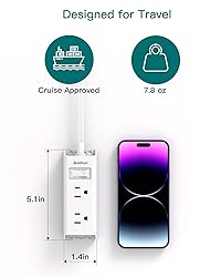 Cruise Essentials - Flat Plug Power Strip, Addtam 5