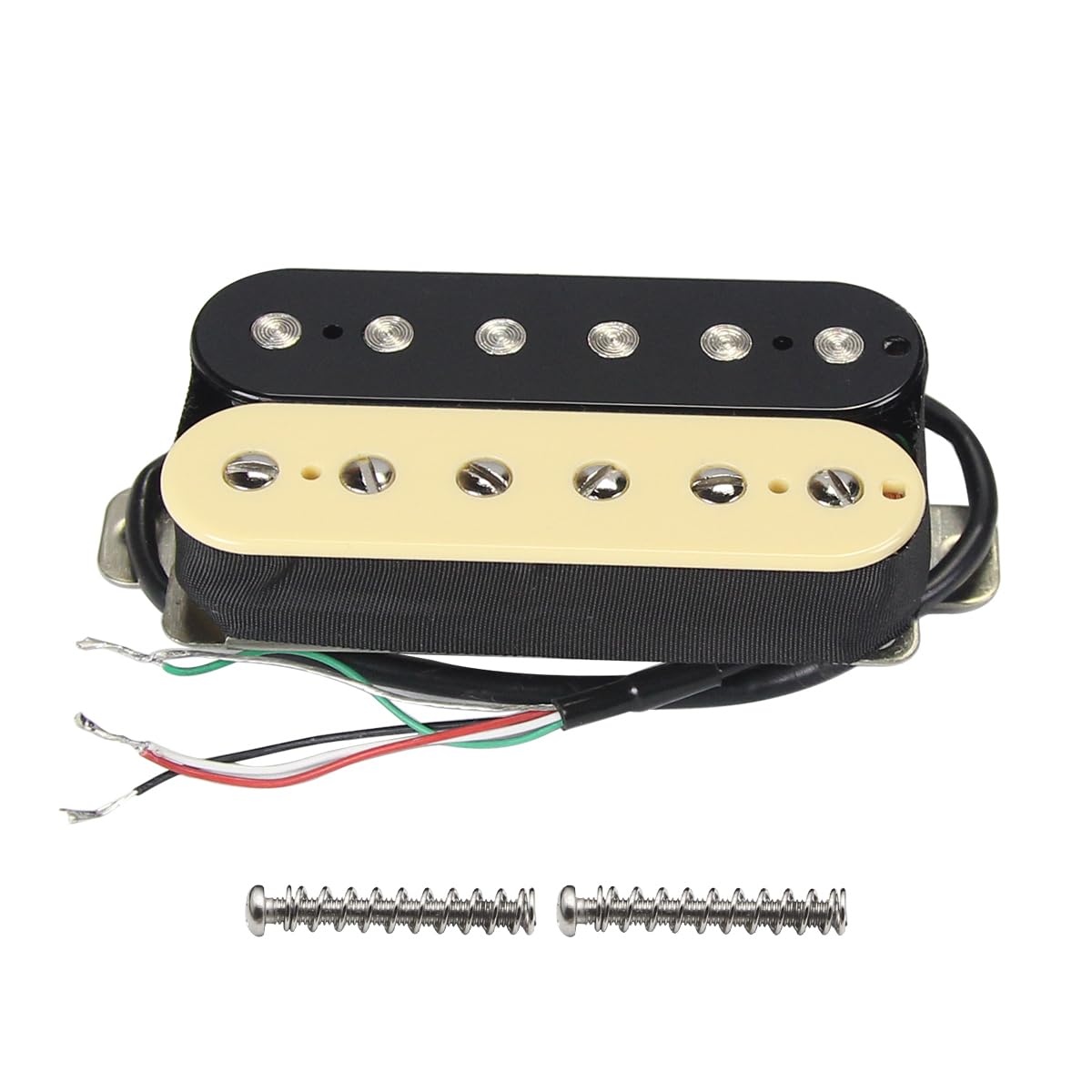 FLEOR Alnico 2 Humbucker Pickup 8-9K Electric Guitar Pickup Bridge Humbucker, Cream+Black
