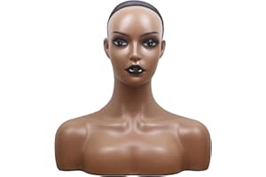 KimRuima Realistic Mannequin Head with Shoulders Wig Head Display Stands for Wig Hat Scarf Pendant Sunglasses Earrings JRM001