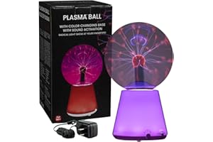 Tradeopia 6 Inch Plasma Ball with Color Changing Base, Touch and Sound Sensitive Plasma Globe, Electric Room Decor, Lightning