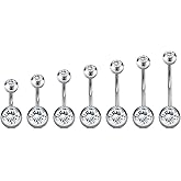 VCMART 14g Belly Button Ring Belly Button Piercing Belly Rings Surgical Steel Belly Button Rings 6mm 8mm 10mm 12mm 14mm 16mm 18mm Short Long Bar Belly Piercing Jewelry for Women Silver