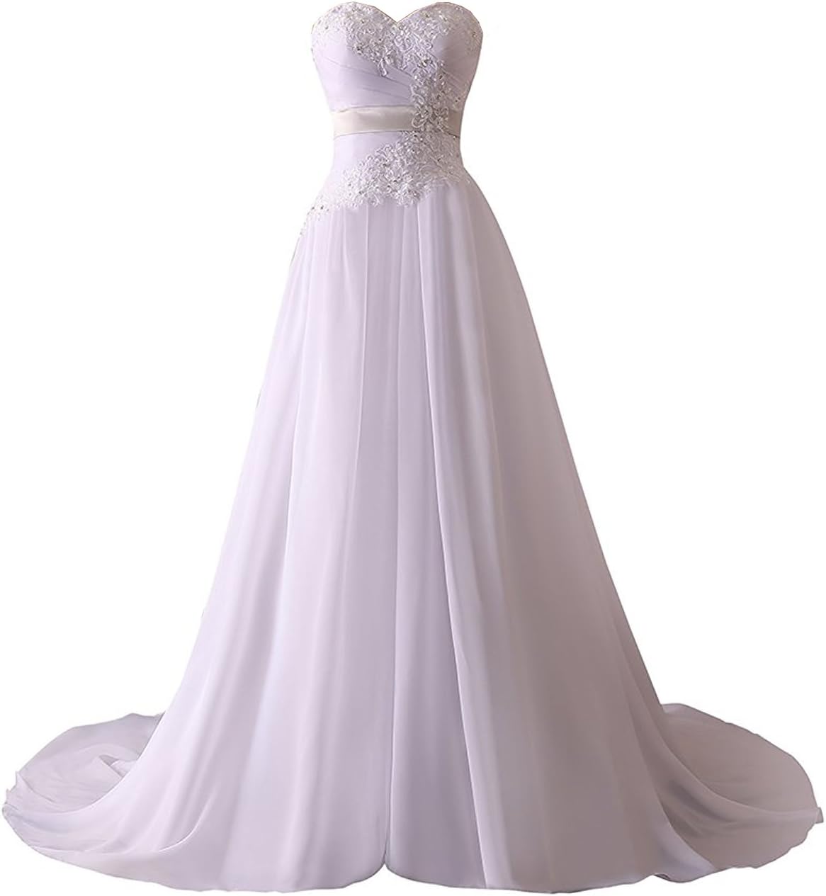 JinXuanYa Woman's New Court Train Applique Beaded Beach Wedding Dresses