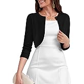 Heymoments Women's 3/4 Sleeve Casual Shrugs Lightweight Open Front Cropped Cardigan for Dresses