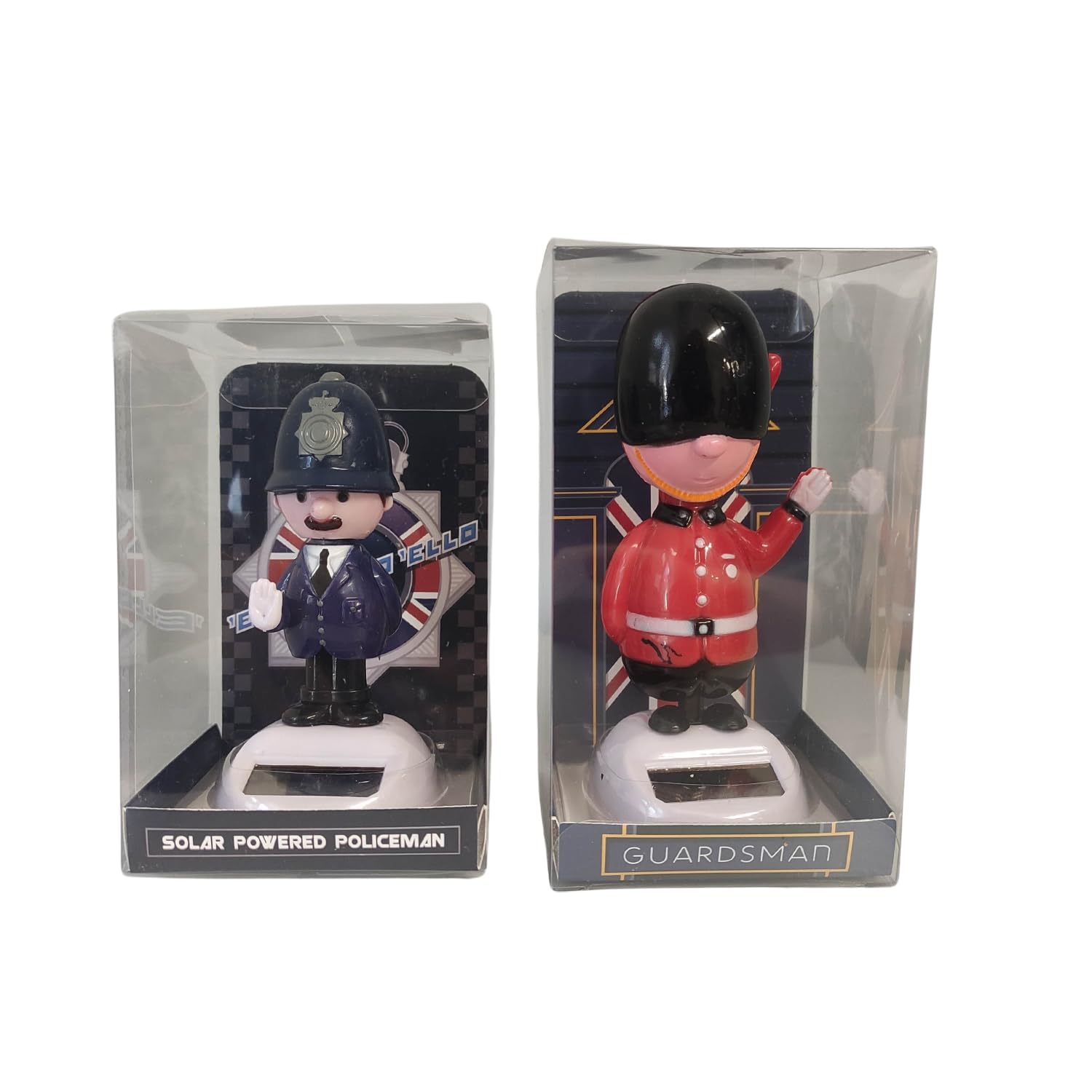 Puckator - Solar Powered Bobble Heads - 2 Pack - Police Man & Guardsman Designs