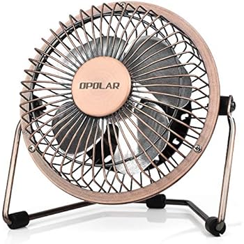 OPOLAR 4 Inch USB Small Desk Fan, Ultra-Quiet Design, with 360 Rotation, 3.8 ft Cable, Portable Cooling for Home & Office,Brown