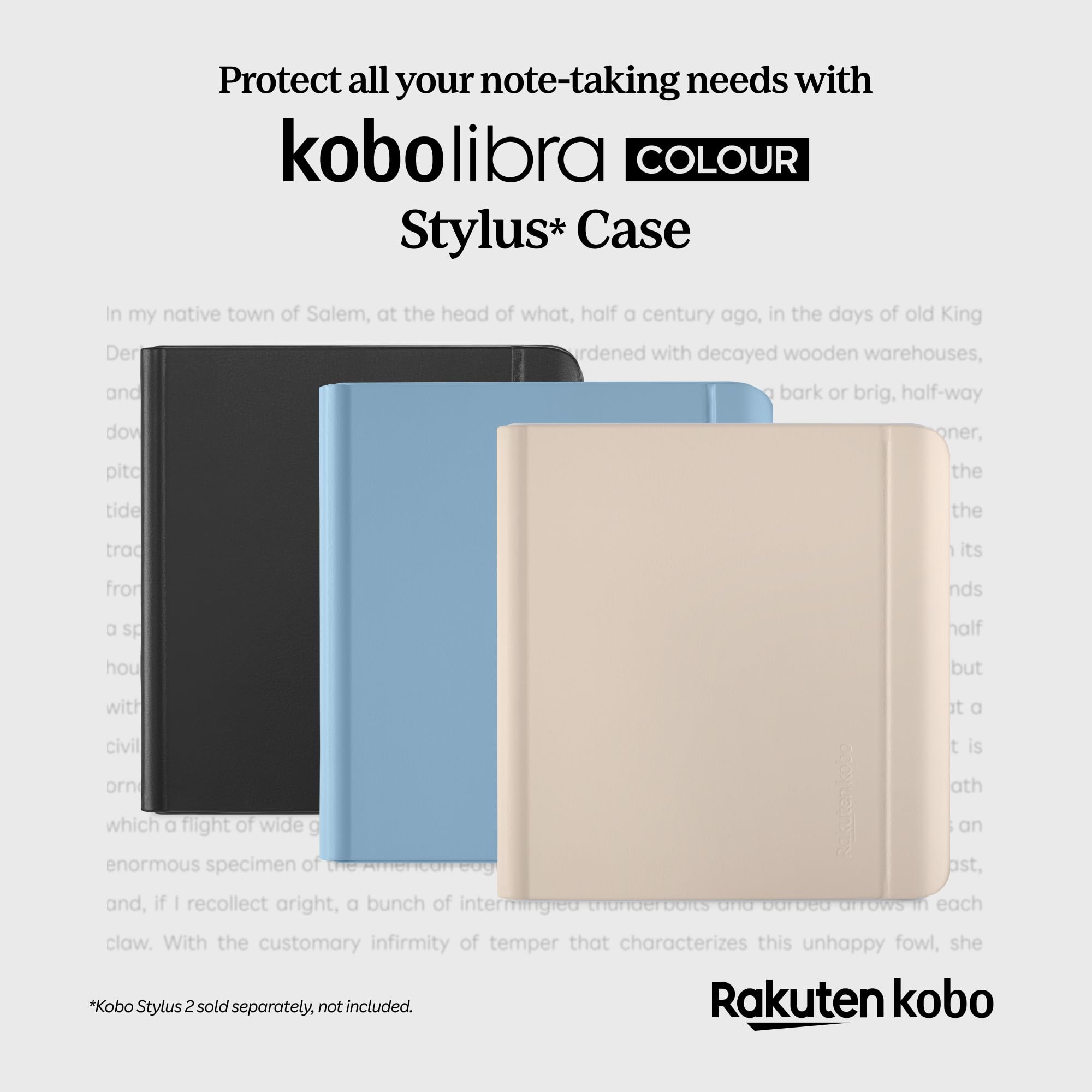 Kobo Libra Colour SleepCover Case | Dusk Blue Stylus Notebook | Sleep/Wake Technology | Built-in 2-Way Stand | Vegan Leather | Compatible with 7” Kobo Libra Colour eReader
