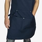 Chef Pomodoro Navy Blue Cotton Chef Apron Men Women Pockets Adjustable Neck view 5