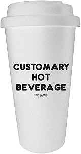 Funny Guy Mugs Customary Hot Beverage Travel Tumbler With Removable Insulated Silicone Sleeve, White, 16-Ounce