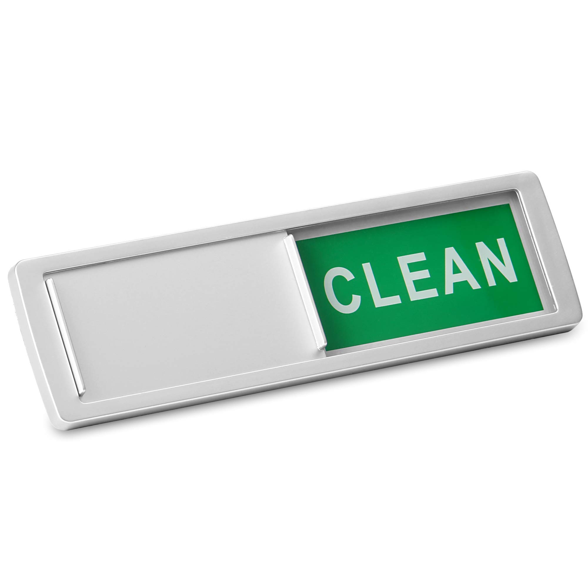 Dishwasher Clean / Dirty Sign Silver | Magnetic or Stick On Sliding Indicator | Dish Washer Reminder | Eliminate Confusion | Easy to Read | Pukkr