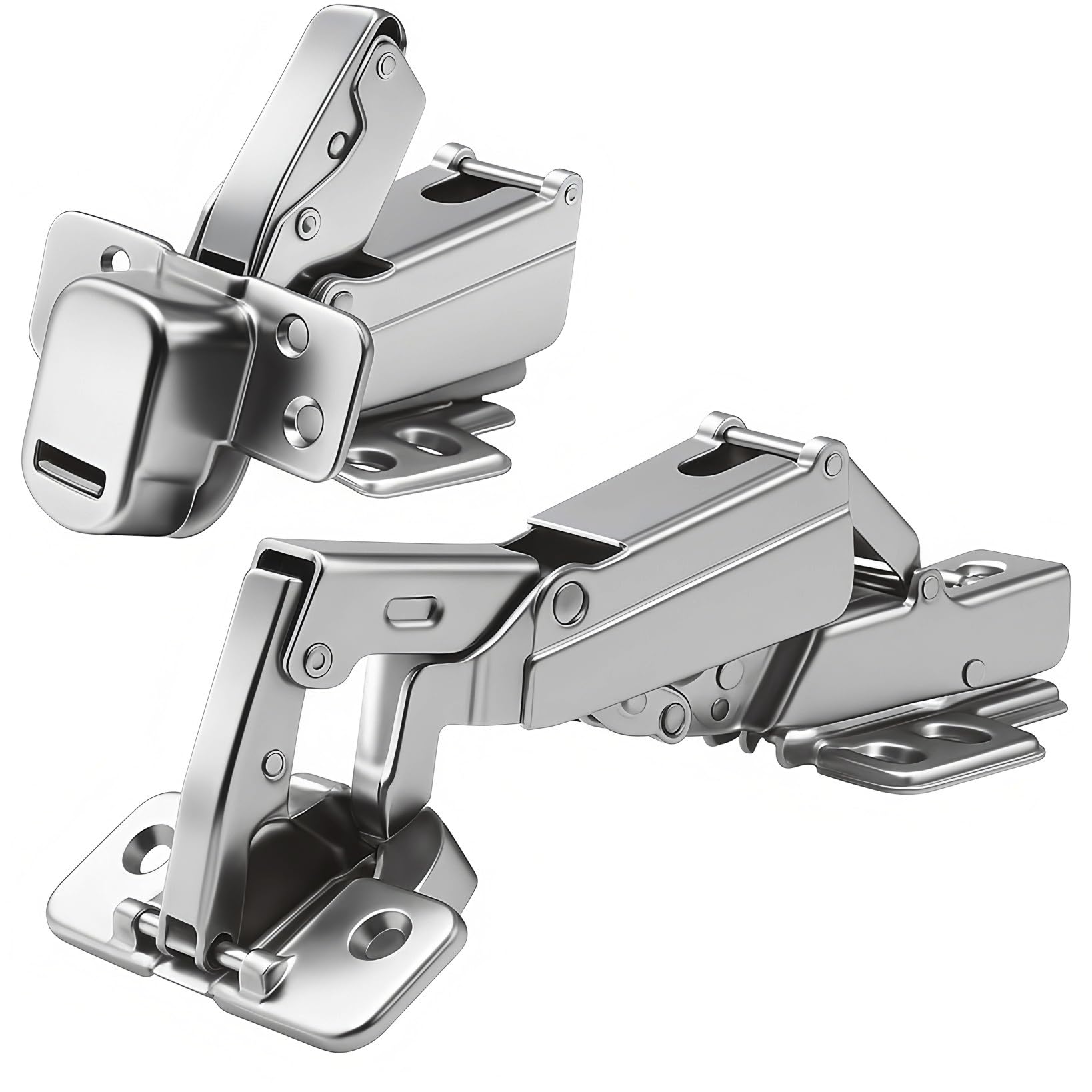 TamBee 175 Degree Frameless Cabinet Doors Concealed Hinges Hydraulic Adjustable Mounting Hinges Soft Closing Nickel-Plated Steel Buffer Dampers for Wardrobe, 1 Pair (Half Overlay) — image 1