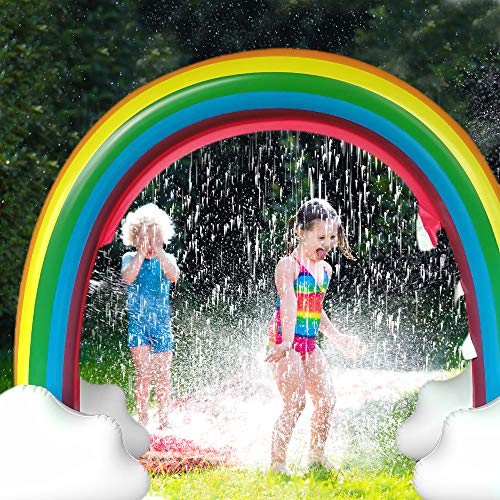 Surpcos Inflatable Rainbow Yard Summer Sprinkler Toy, Over 6 Feet Long, Perfect For Summer Toy List