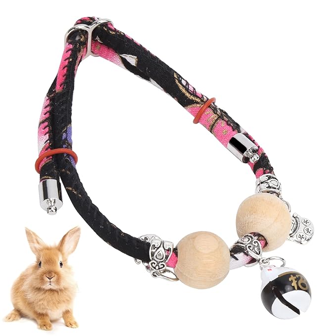 Cat Collar, Adjustable Pet Collar Rabbits Collar Cotton Antitick Small Animals Collar with Bell
