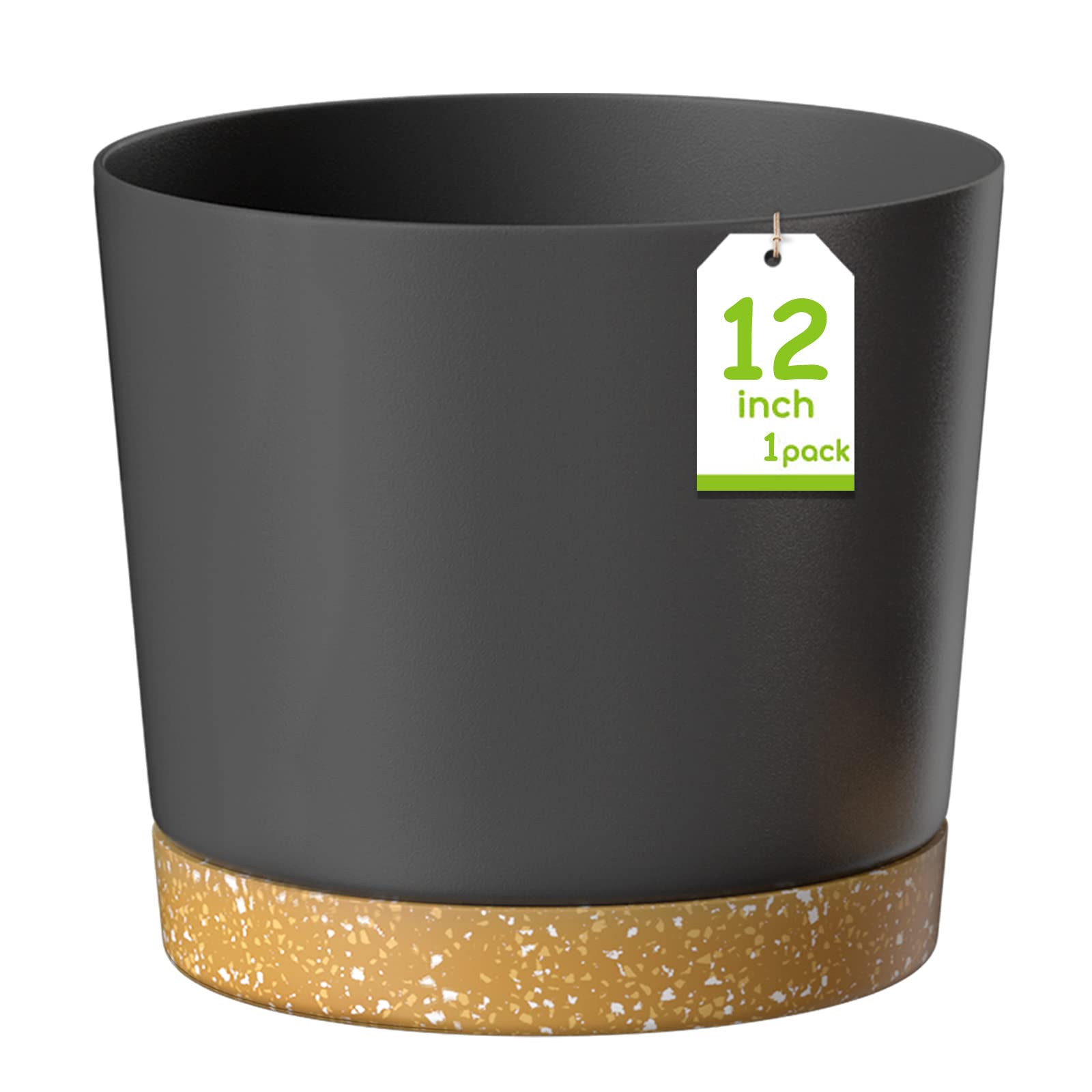 ZMTECH Plant Pots, 12'' Self Watering Plastic Planter with Drainage ...