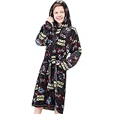 Doctor Unicorn Boys Soft Hooded Bathrobe Kids Warm Gamer Fleece Robe Sleepwear