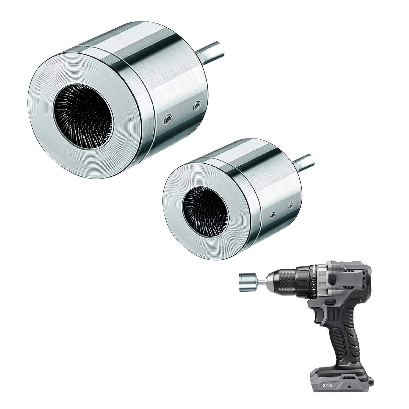 Suevut Metal Copper Pipe Cleaner - 15MM+22MM for Drill, Tube Cleaning Deburring Tool, Plumbing Brush Bit for Electric Drill Bit Cleaning